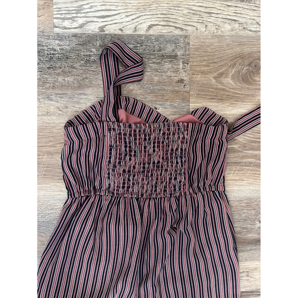 Xhilaration Striped Wide Leg Jumpsuit Pink Navy White Button Detail Size Medium - Picture 4 of 4